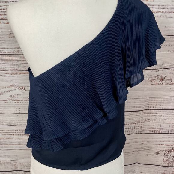 NEW Revolve Capulet Vanessa Navy Ruffle One Shoulder Top, Small, MSRP $158 - Picture 8 of 13